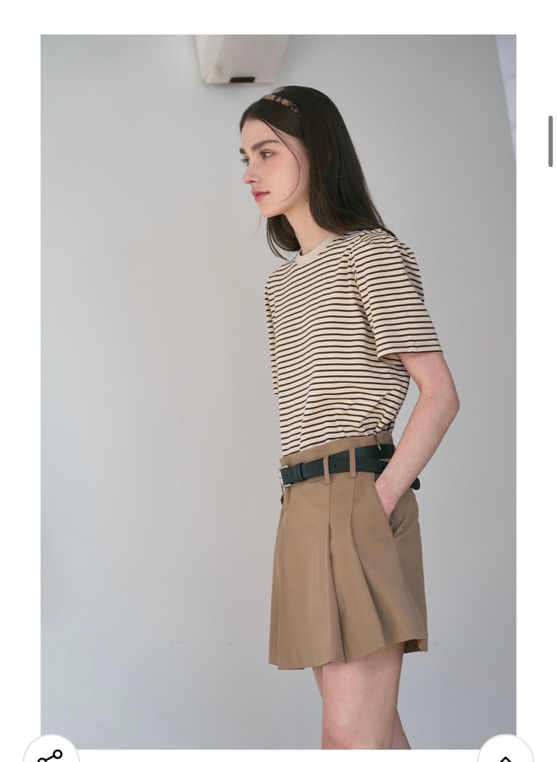 (S) 드로우핏 우먼 스트라이프 퍼프 반팔 티셔츠 [BEIGE] 상품이미지6