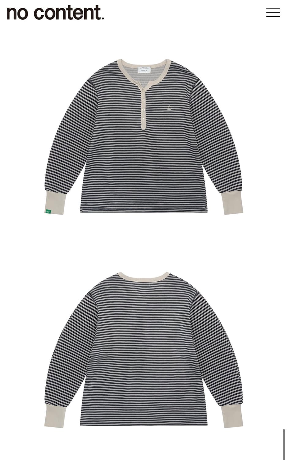 노컨텐츠 톤 다운 스트라이프 티 아이보리 상품이미지2