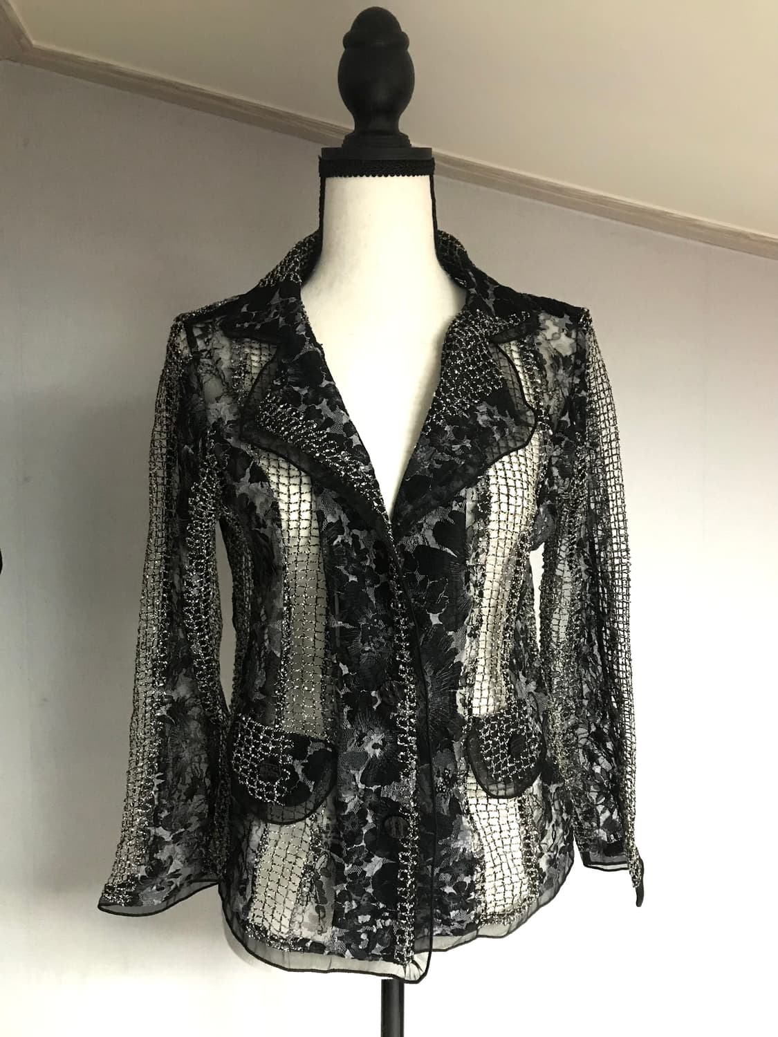 Lace Metallic Net Tailored Jacket 상품이미지2