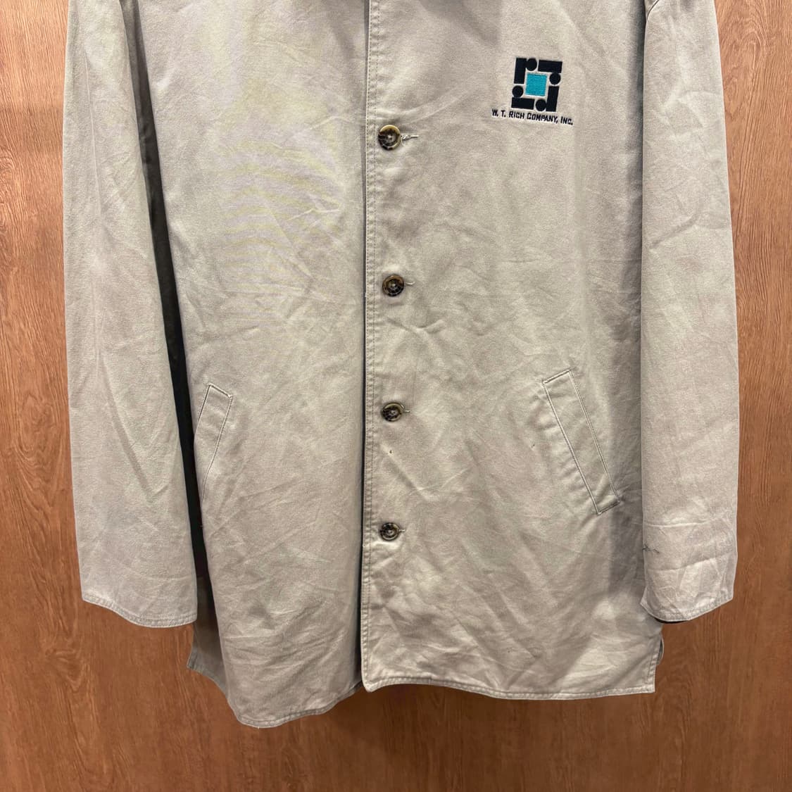 LEE 코튼 워크 자켓 브라운 레더 배색 카라 로고 자수 디테일 베이지 상품이미지5