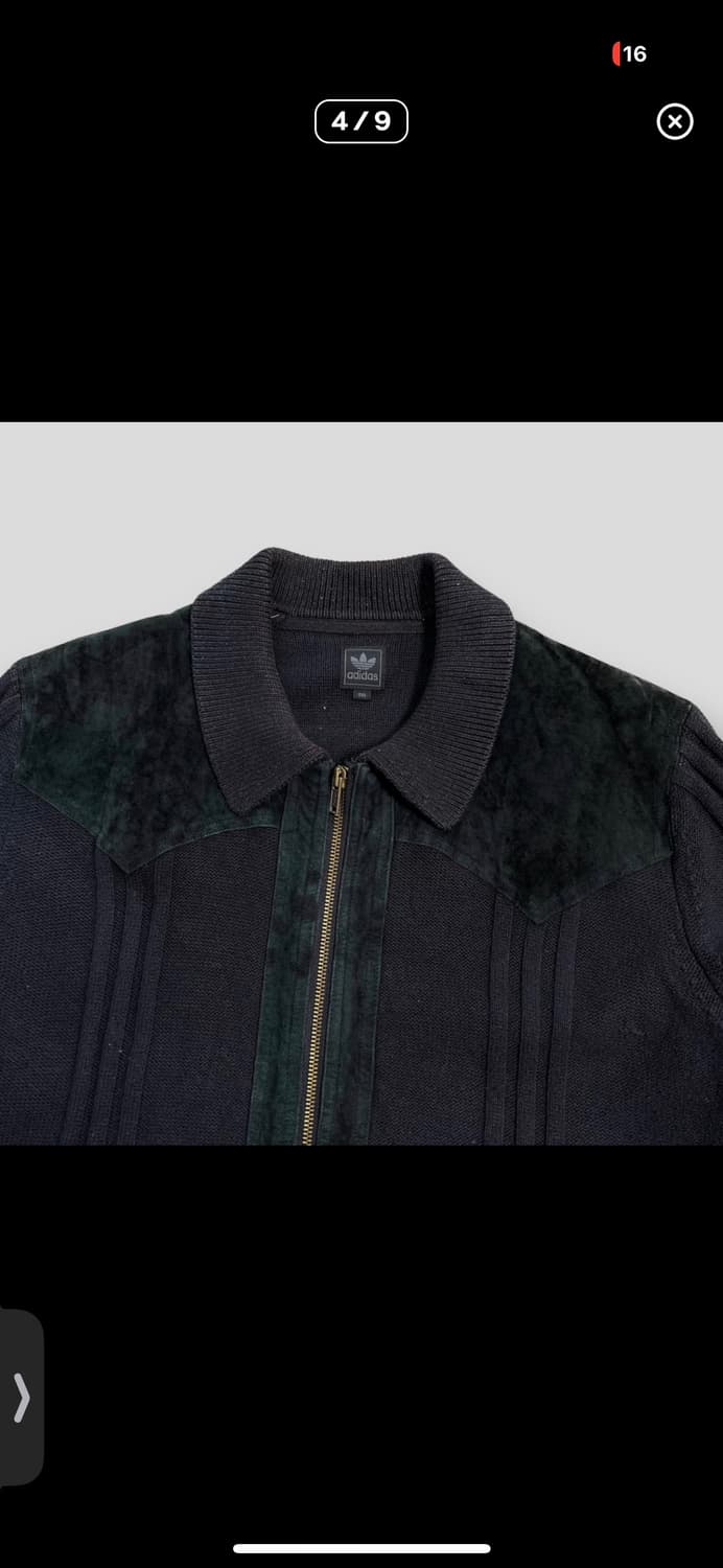 00‘s 아디다스 스웨이드 트리밍 니트집업 가디건 상품이미지2