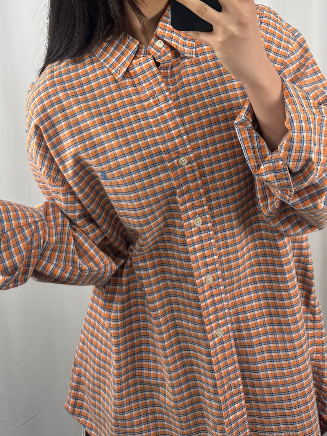 폴로 오렌지 체크 셔츠 상품이미지1