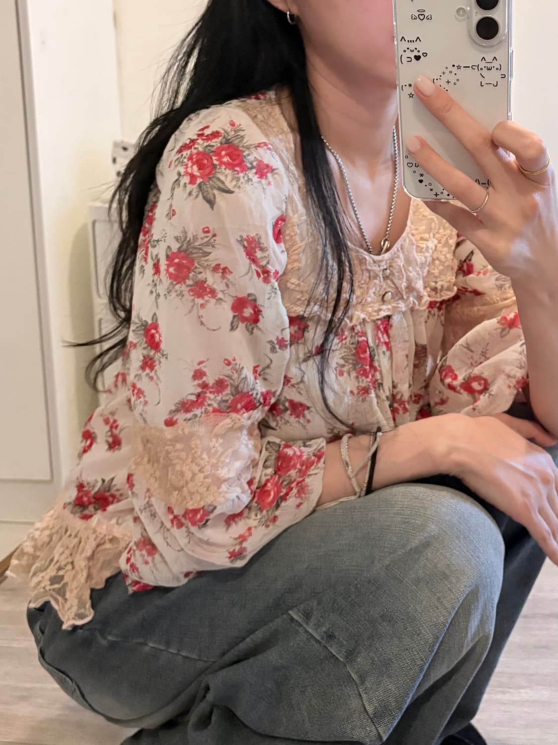 Mori girl floral lace Blouse 상품이미지1