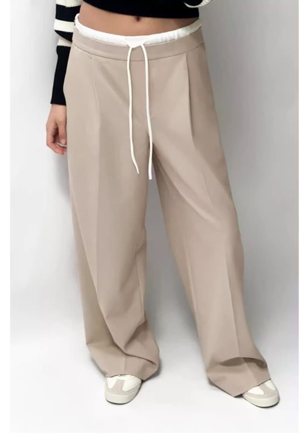 ZARA 자라 더블 웨이스트 팬츠 샌드 xs 상품이미지2