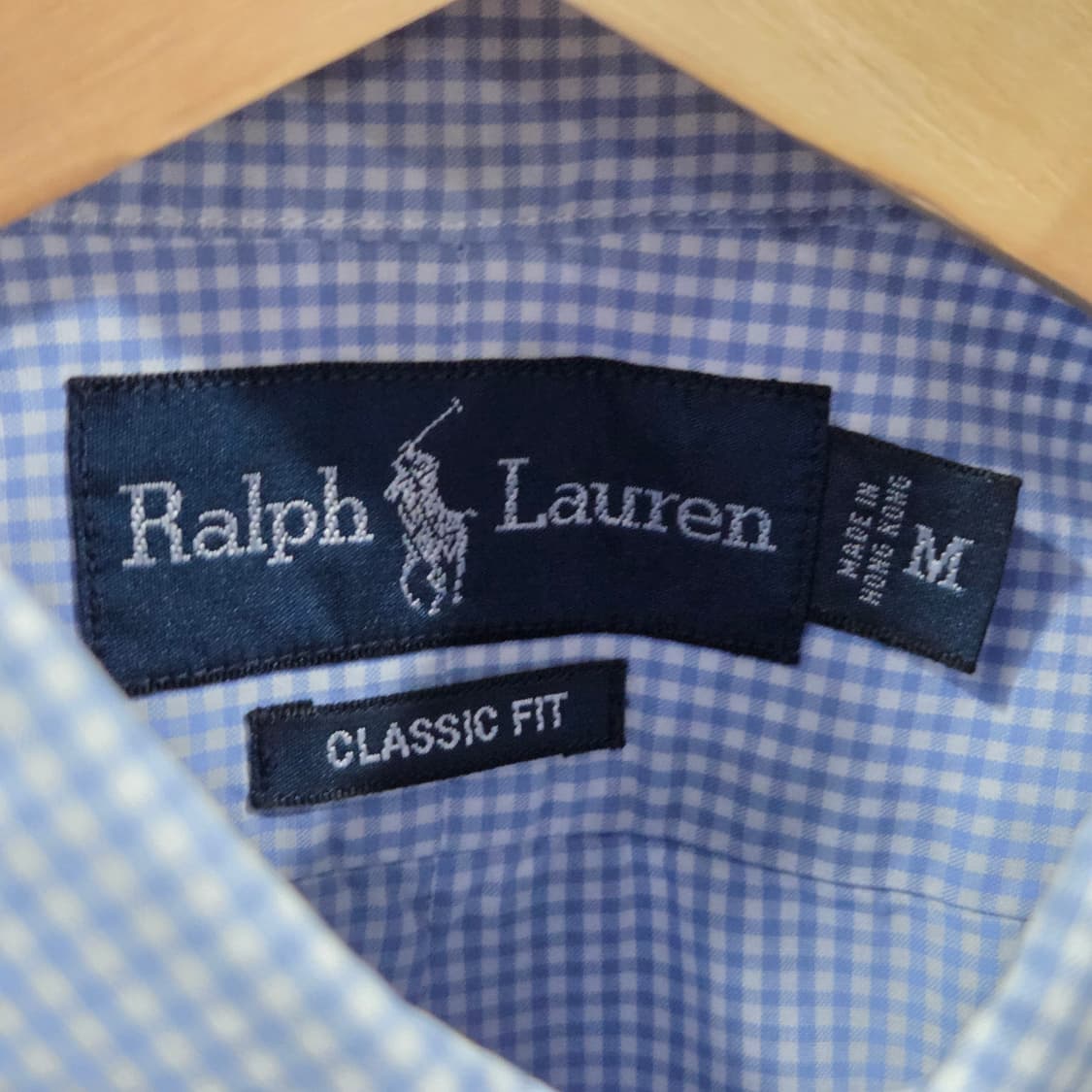 폴로랄프로렌 버튼다운 스카이블루 체크 반팔셔츠 M  상품이미지3