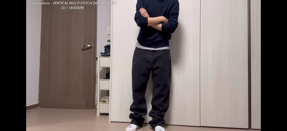 [1]리젤서비스 버티컬 멀티 스티치 데님 팬츠 블랙 상품이미지2