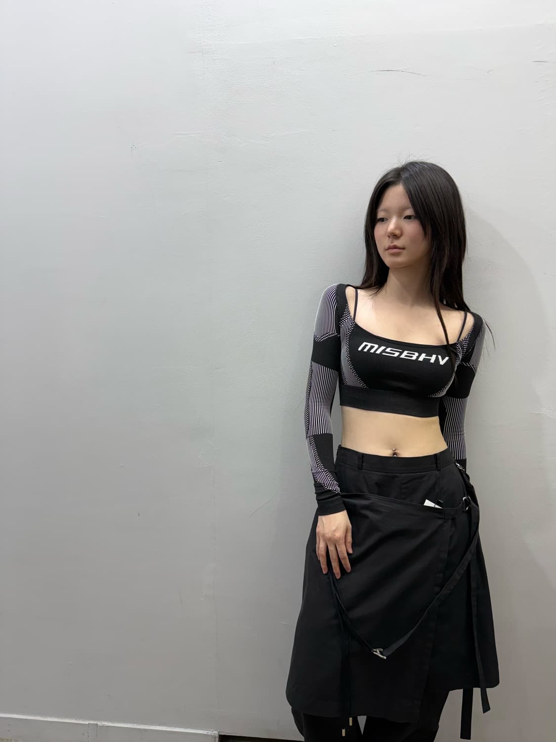 미스비헤이브 크롭 액티브 매쉬탑 상품이미지2