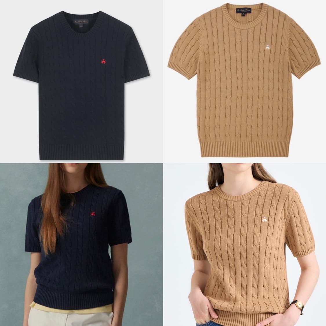 브룩스브라더스 여성 반팔 니트 M 네이비 베이지 일괄 상품이미지1