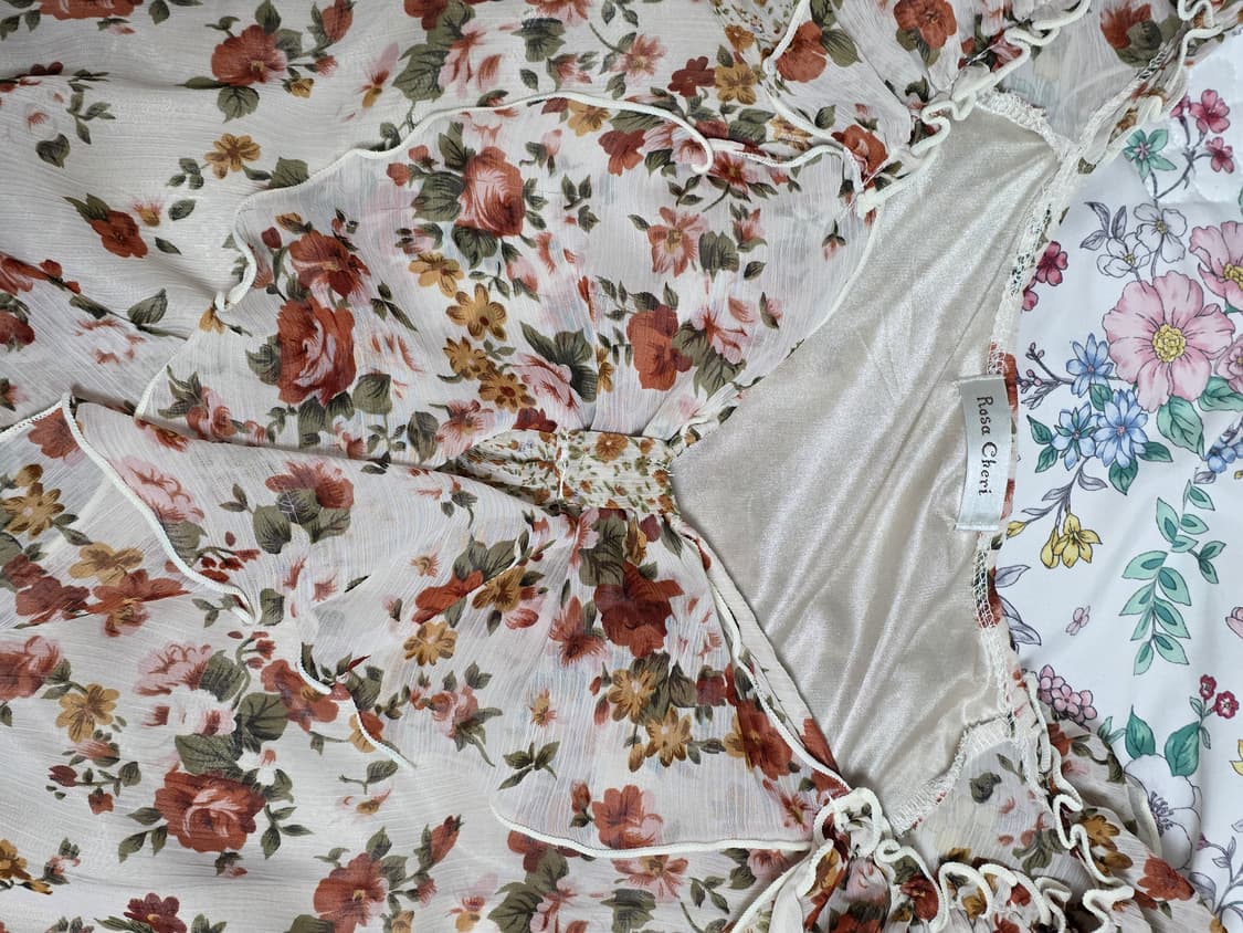 로사체리 일본빈티지)빅리본 스즈코모리걸 고전 로즈플로럴 프릴레이어드원피스 상품이미지5