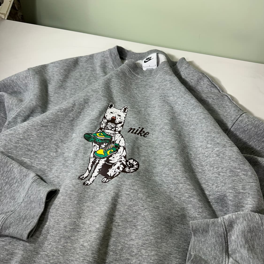 L 나이키 그레이 오버핏 진돗개덩크 코튼 맨투맨 상품이미지2
