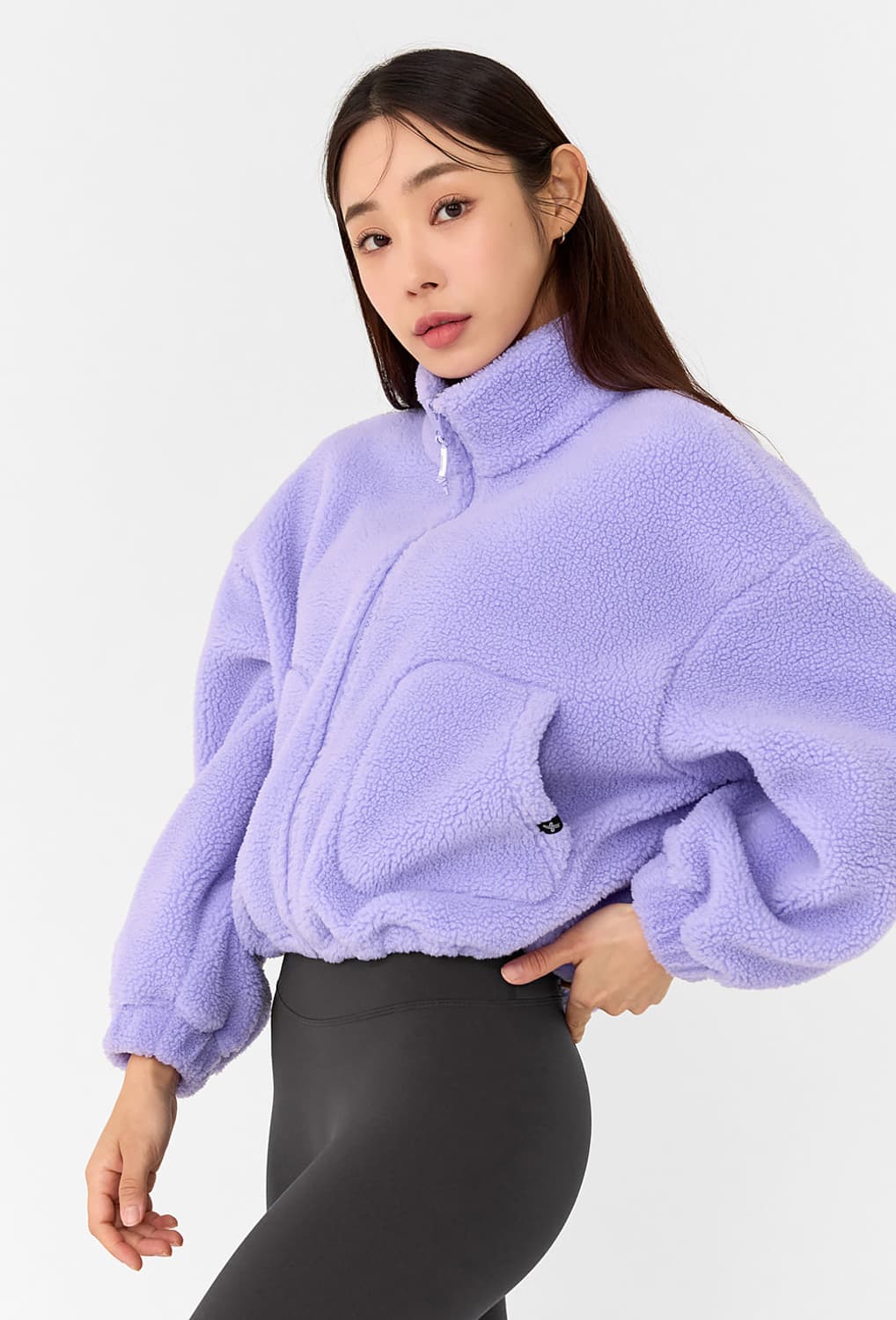 젝시믹스 쉐르파 크롭집업 퍼플M사이즈 새상품급❤️‍🔥 상품이미지1