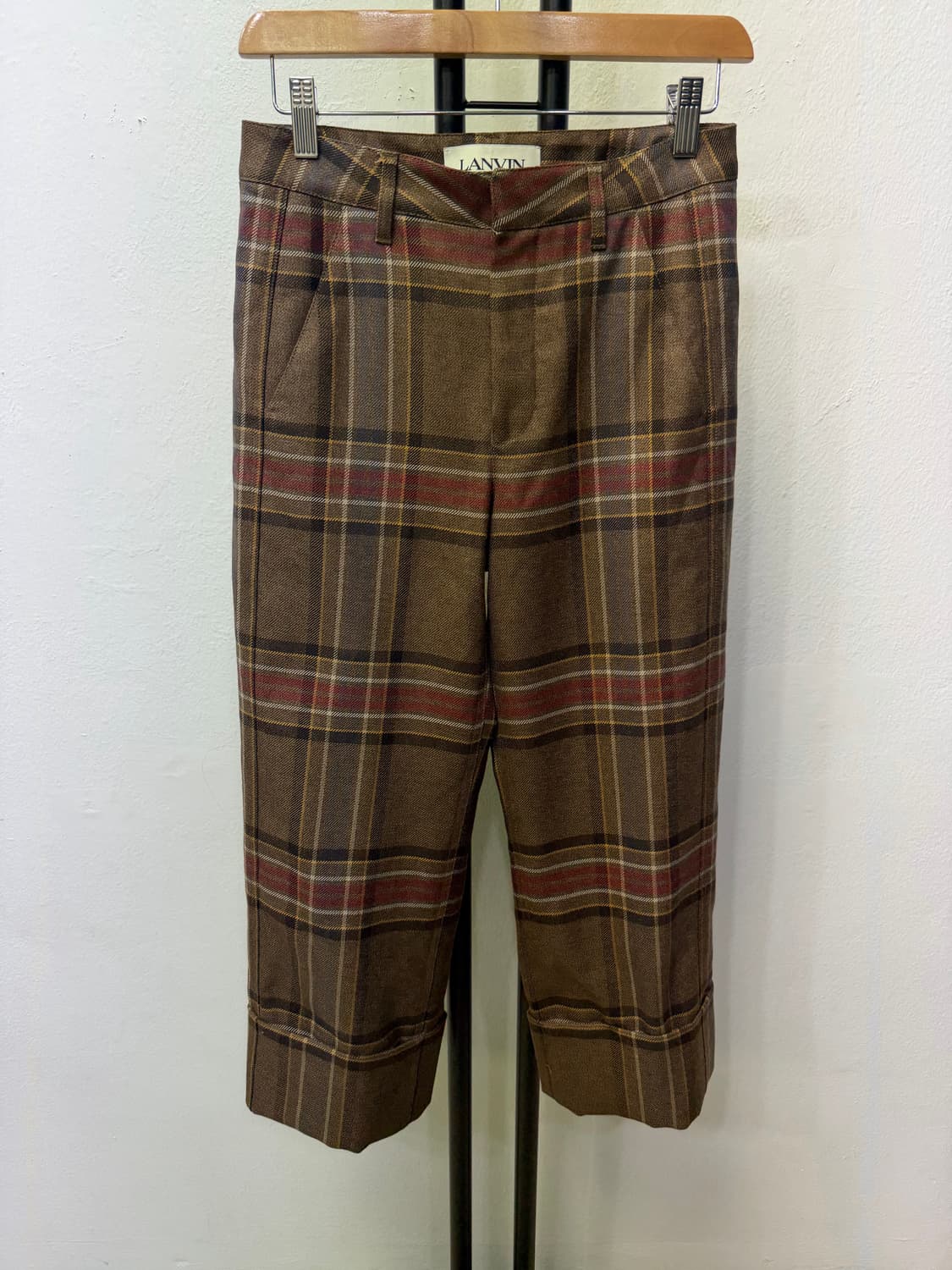 정품) LANVIN 랑방 한섬 체크 패턴 바지 26인치 상품이미지1