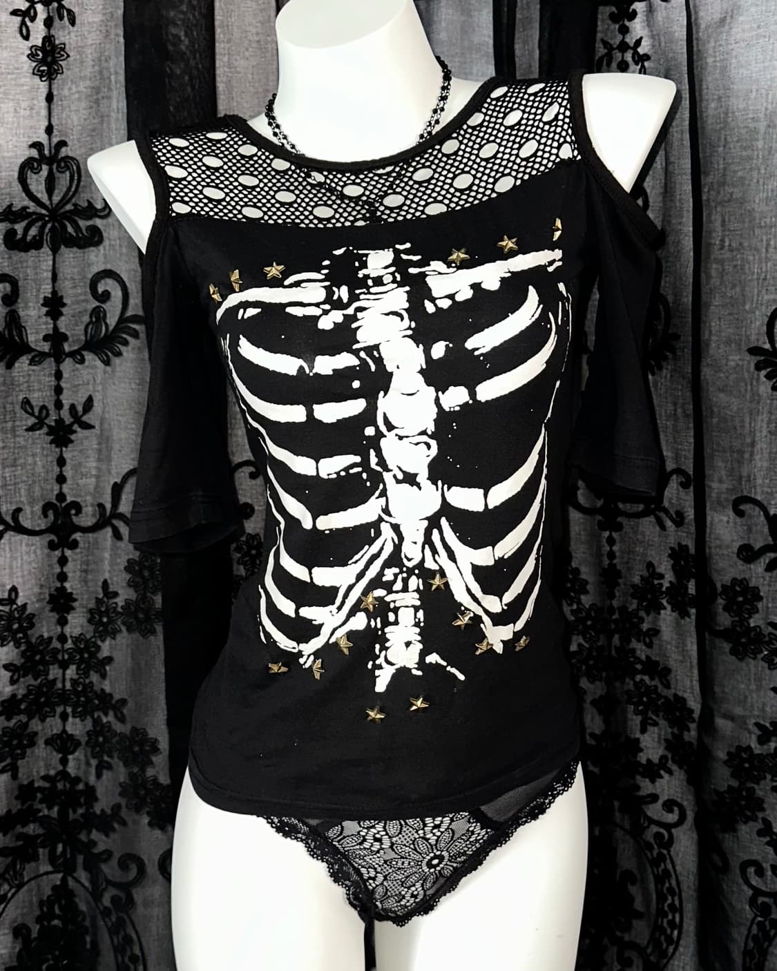 Skull see-through short sleeve 상품이미지2