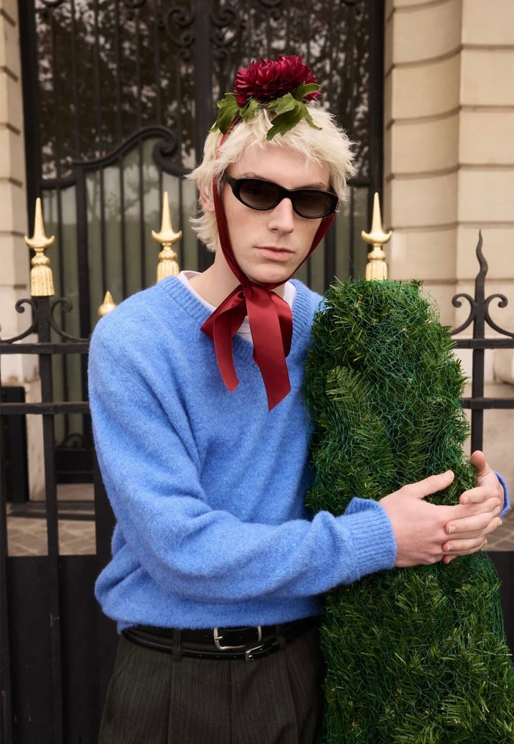 Stu 부클 브이넥 니트 아즈라블루 m 상품이미지1