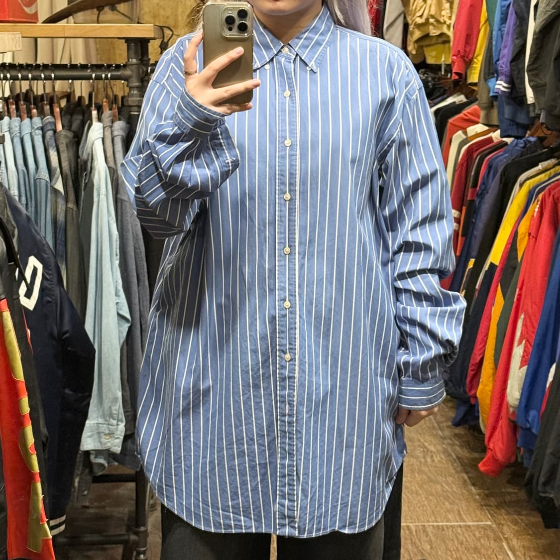 [HI] 폴로 랄프로렌 긴팔셔츠 스트라이프 스카이블루  상품이미지2