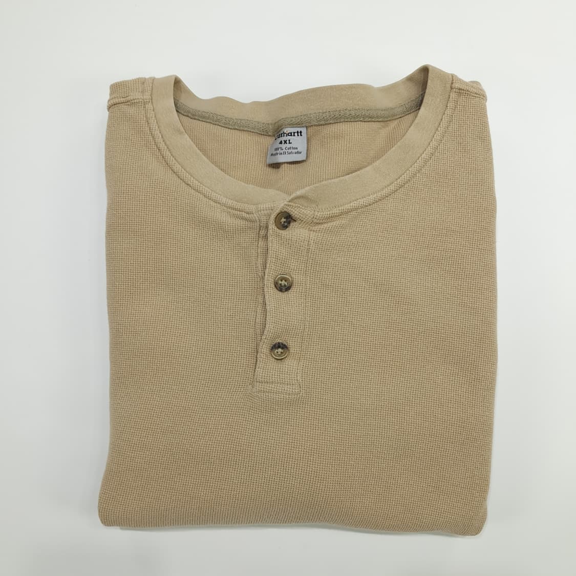 Co605 4XL 칼하트 카푸치노브라운 와플 헨리넥 롱슬리브 긴팔 티셔츠 상품이미지9
