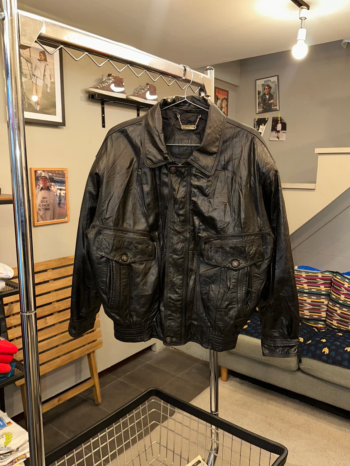 90’s Play Boy genuine leather bomber JK 상품이미지4