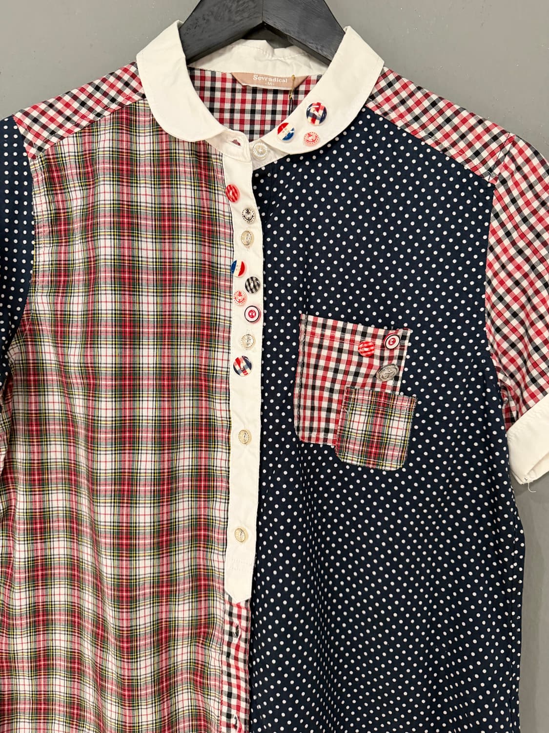 kawaii button pattern mix shirt 상품이미지6