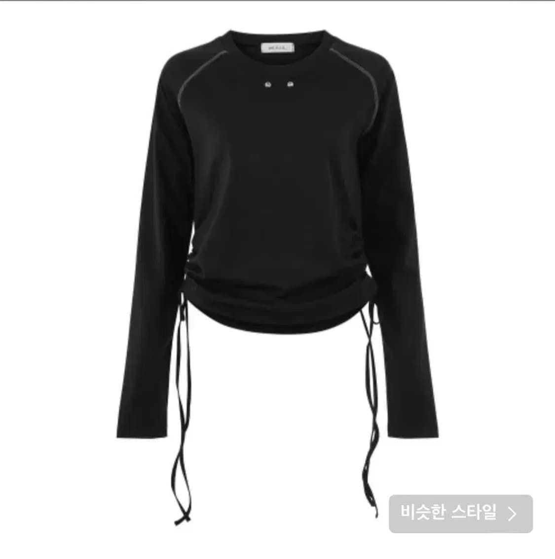 Kuel 큘 펀치드 셔링 롱 슬리브 블랙 상품이미지1