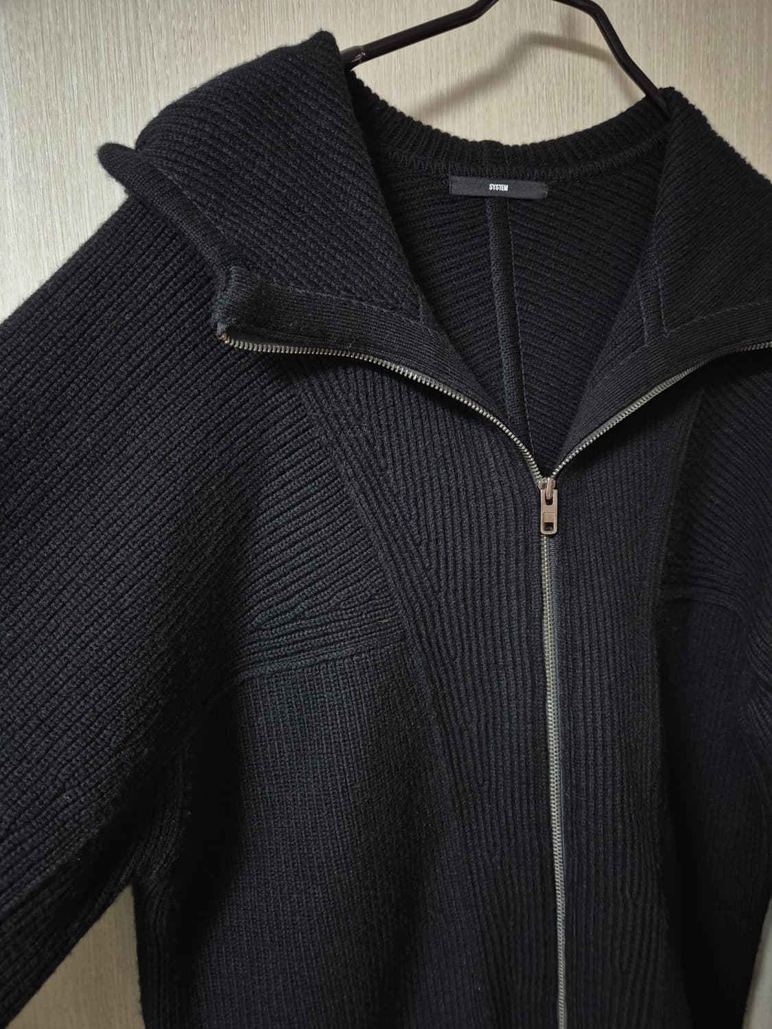 시스템 옴므 한섬 블랙 니트 집업 가디건 100 니트점퍼 상품이미지3