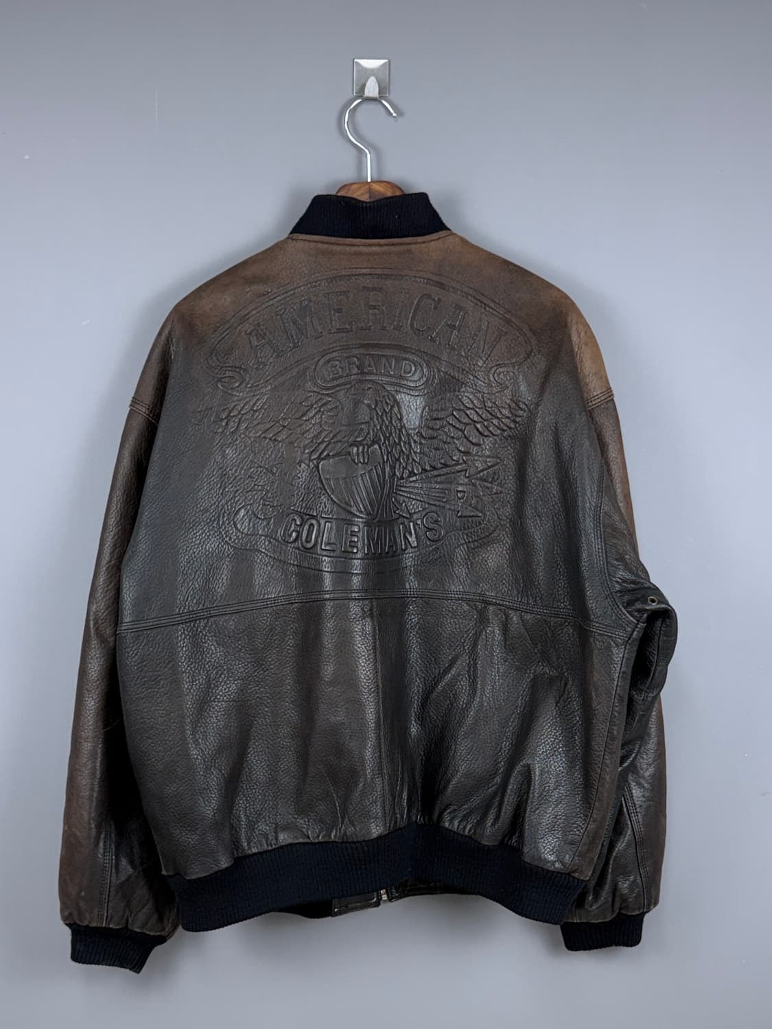 콜맨USA 80s 빈티지 양가죽 워싱 레더 자켓 브라운 E24 상품이미지3