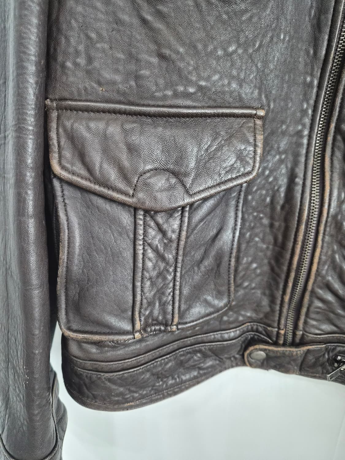 빈티지 양가죽 남성 에이징 바이커 쟈켓 상품이미지6