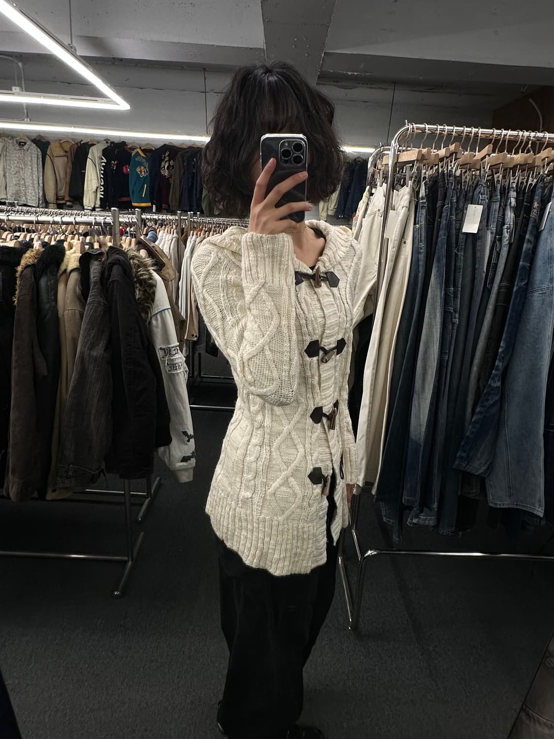 M)HEALTHY KAREN 빈티지 여성 케이블 니트 더플 코트 상품이미지1