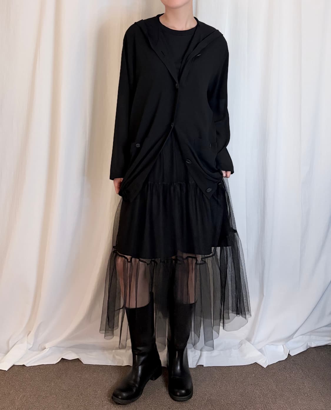 Sheer Hooded Jacket - Black 상품이미지1