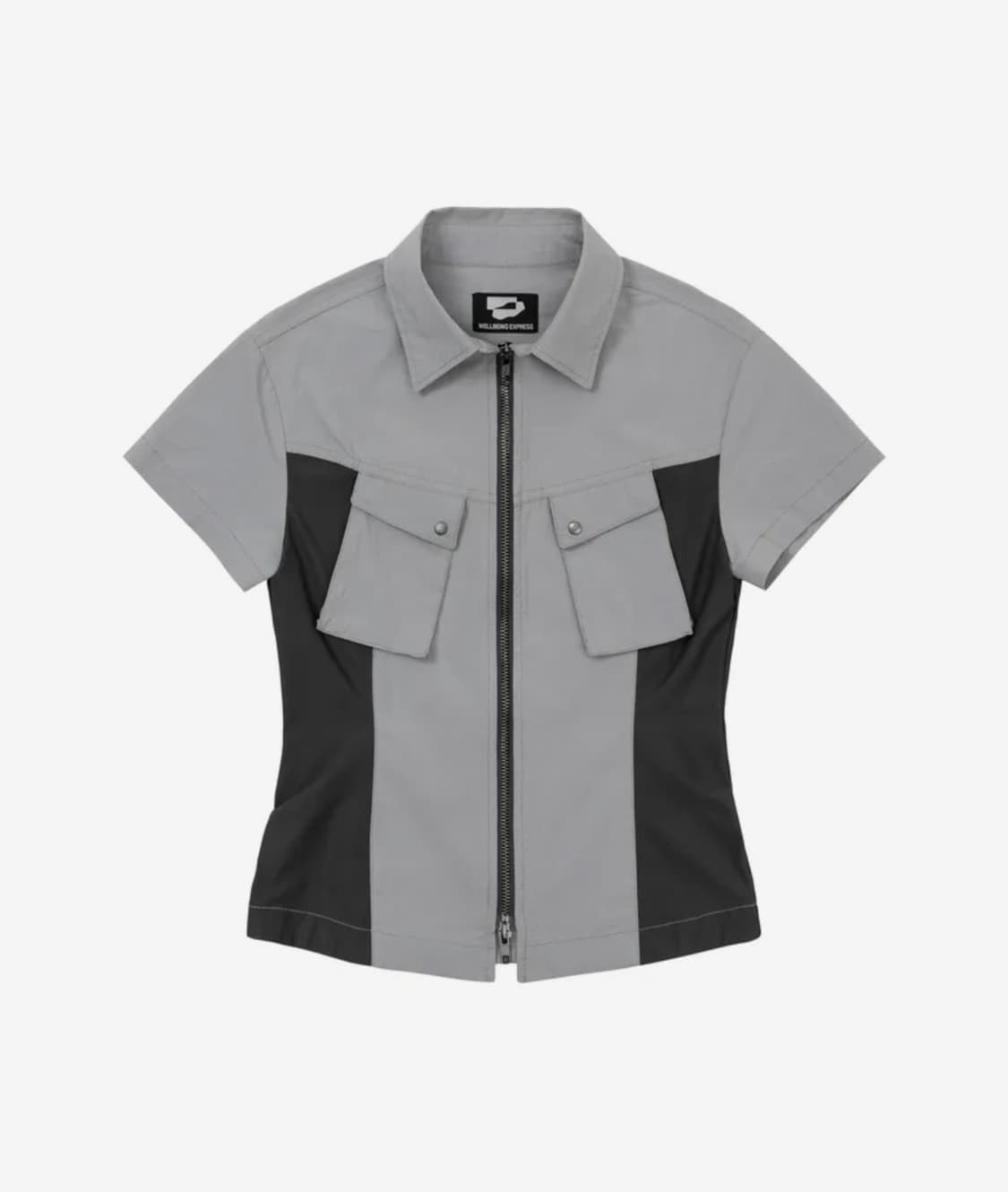 웰빙익스프레스 Panelled Zip Up Shirt Grey 상품이미지1