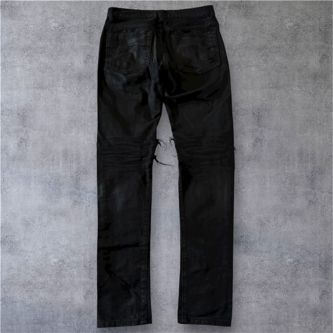 (29) 블랙 데미지 바이크진 워싱 코팅 청바지 상품이미지2