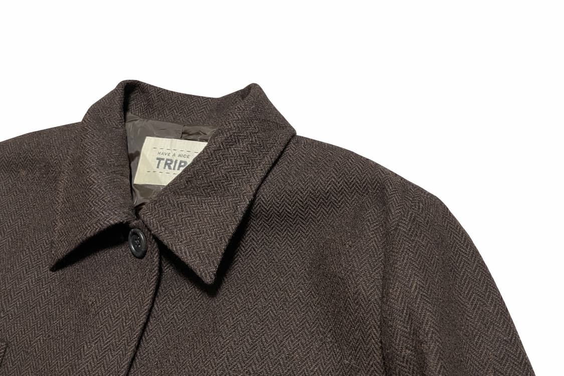 JPN 일본 빈티지 y2k 울 캐시미어 클래식 브라운 헤링본 자켓 M 상품이미지4