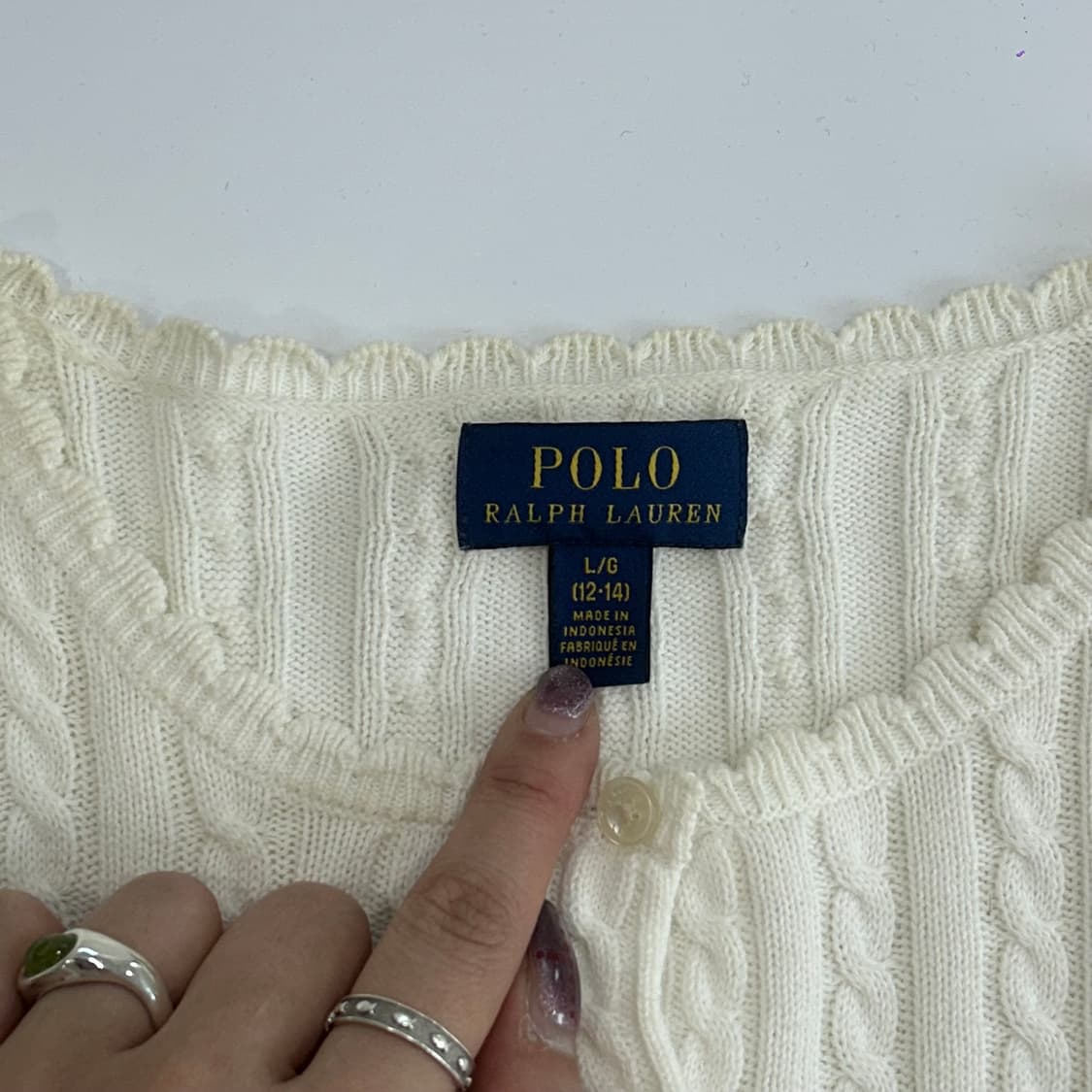 Polo 폴로 블랙포니 프릴넥 아이보리 케이블 가디건 상품이미지5