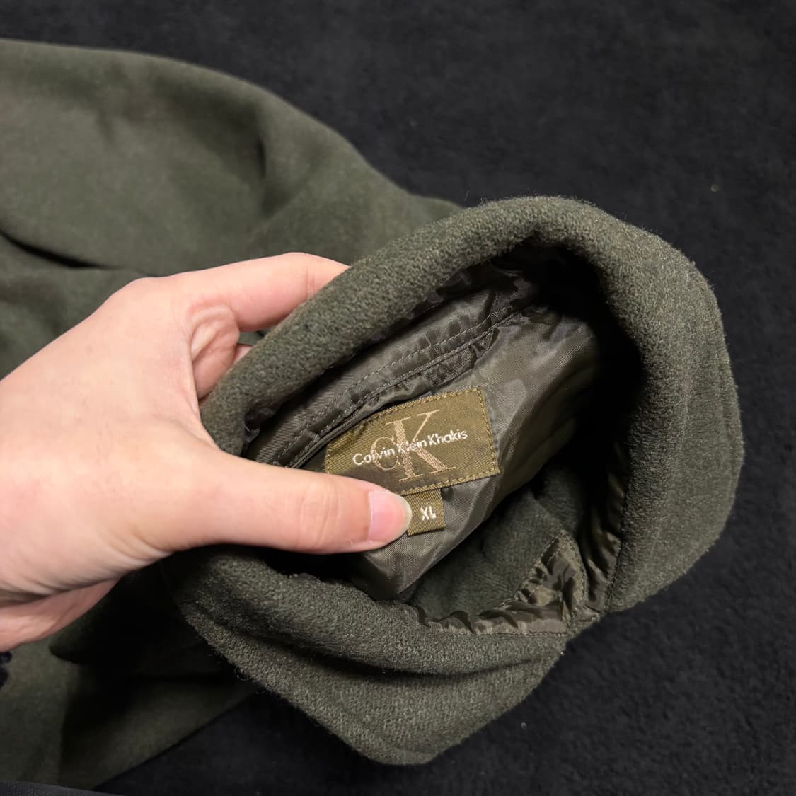 XL 캘빈클라인 CK 카키스 원포켓 울 셔츠 상품이미지5