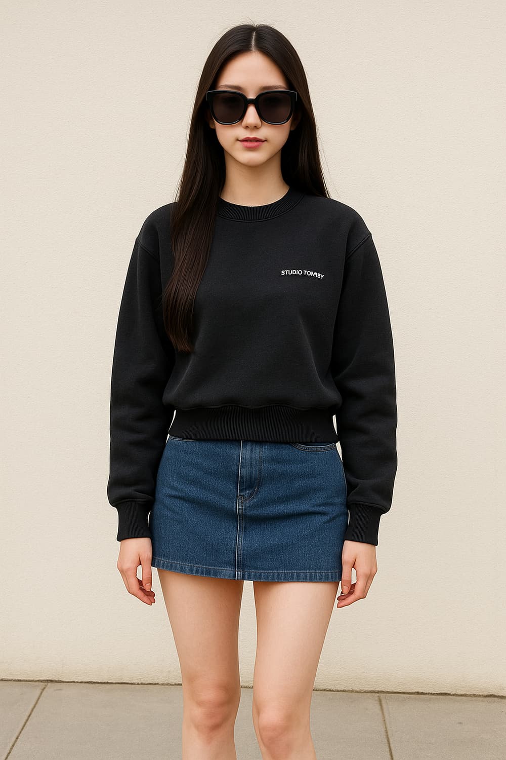 스튜디오톰보이. 여자 크롭 기모 맨투맨_Free 상품이미지1