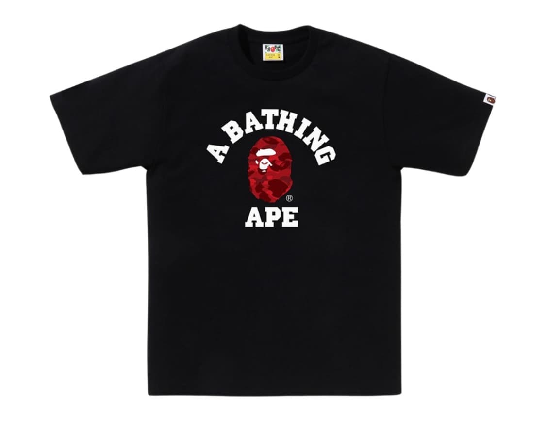 베이프 카모 컬리지 티셔츠 블랙 래드 상품이미지1