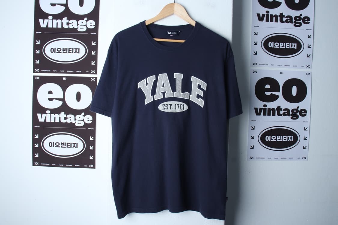 (L-XL) 예일 반팔 티셔츠 빅로고 네이비 올드스쿨-H31934 상품이미지2
