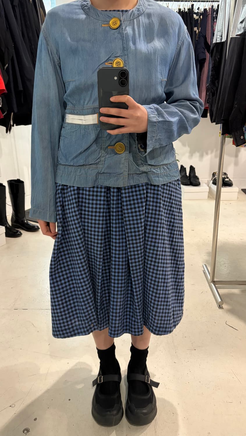 Washed Denim Non Collar Jacket 상품이미지10