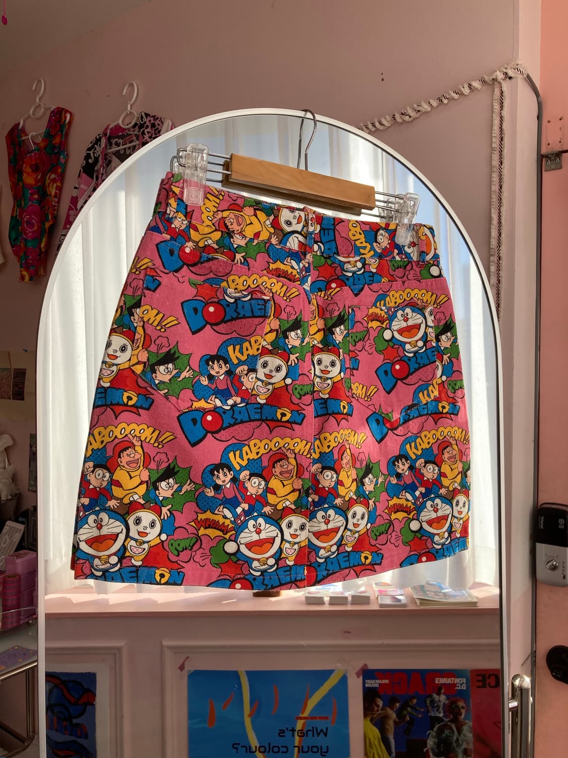 도라에몽 핑크 패턴 미니 스커트 상품이미지4