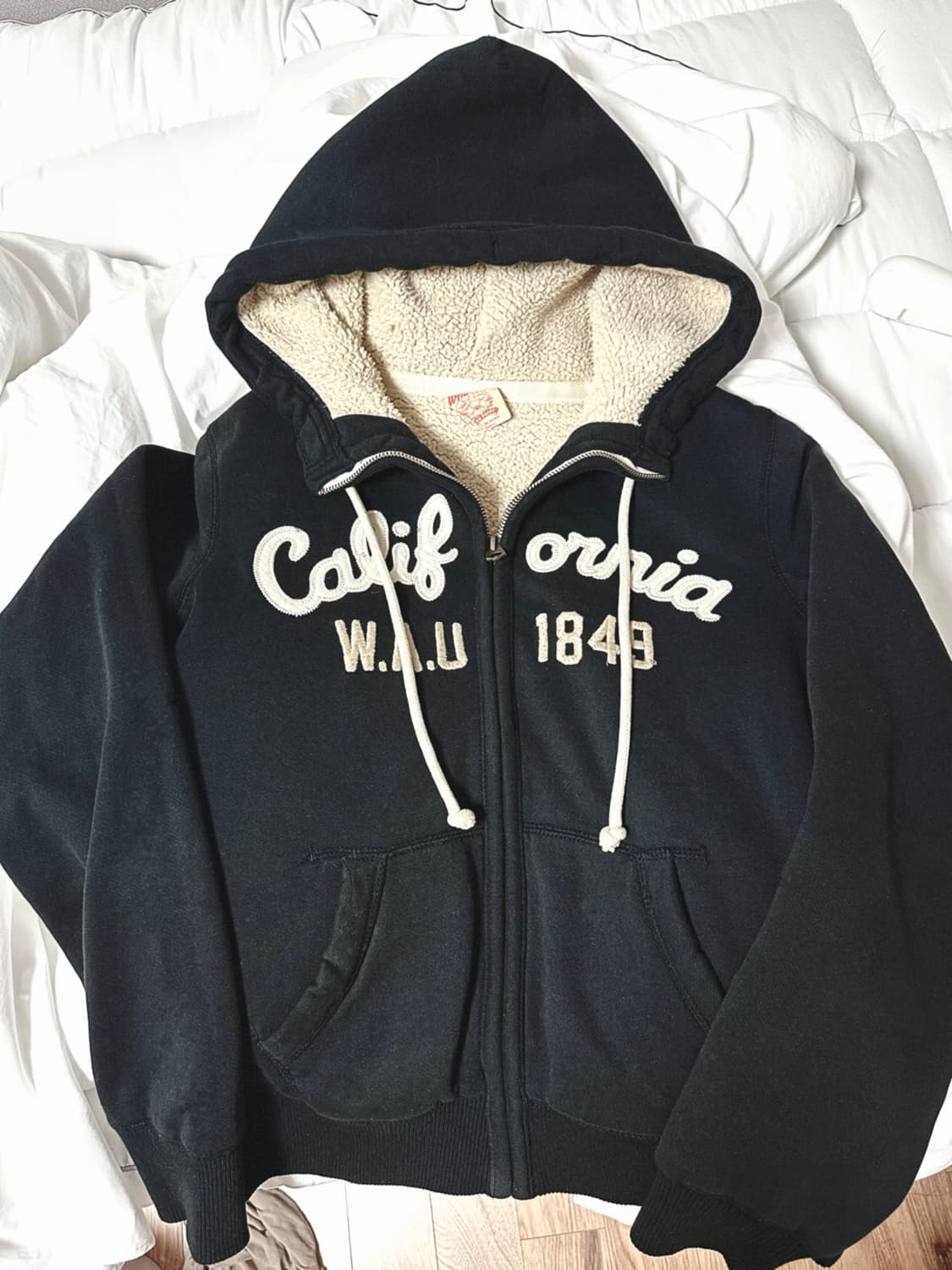 단종 빈티지 후아유 양털 기모 집업 네이비 상품이미지2