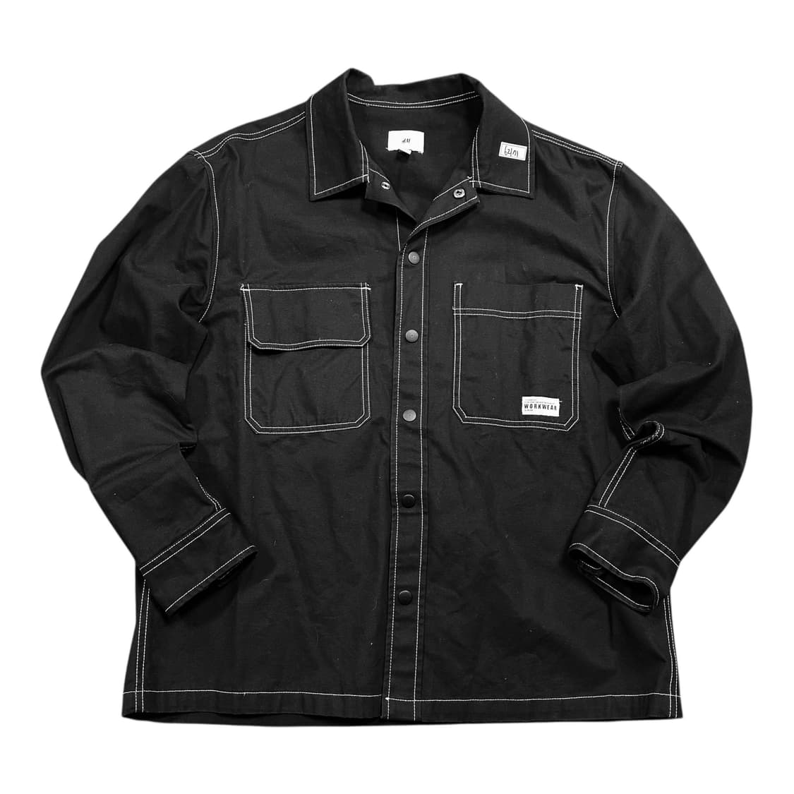 ✨ (바배) H&M 블랙 화이트 스티치 더블포켓 워크 셔츠 난방 상품이미지1