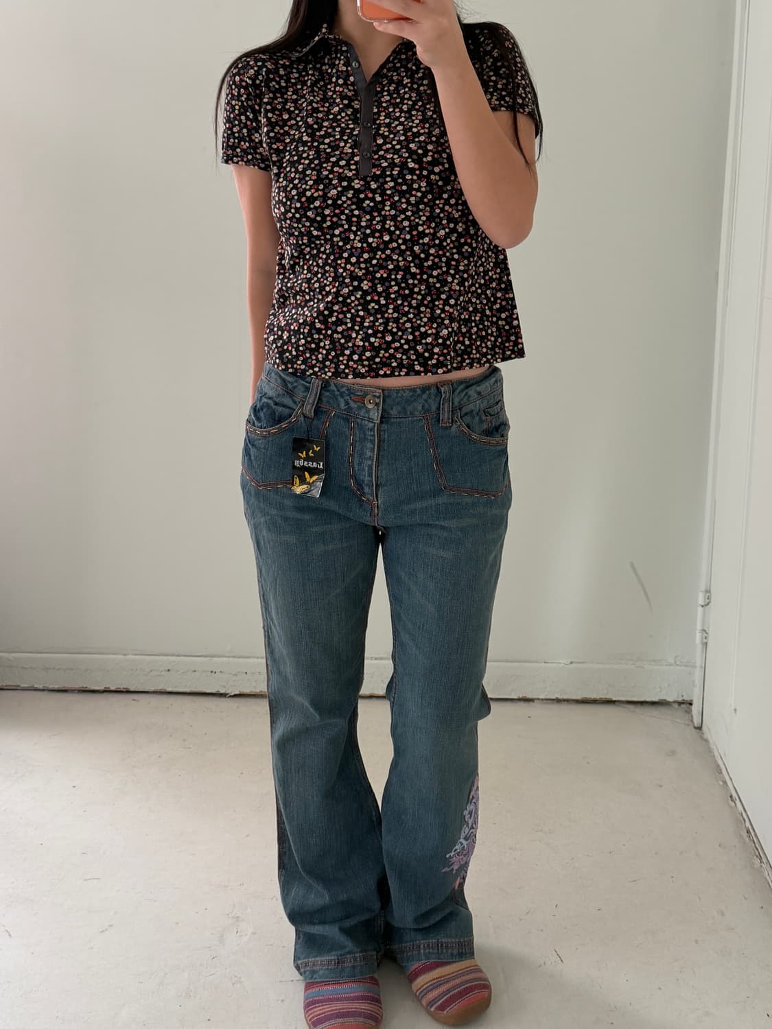 일본빈티지 잔꽃 플로럴 숏반팔 상품이미지3