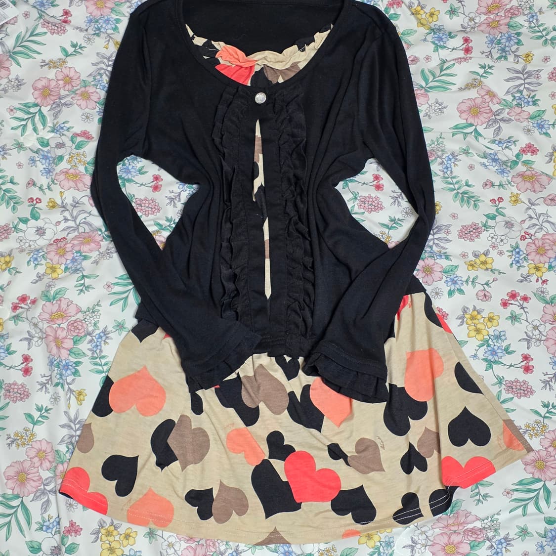 &LOVE masami satomi 일본빈티지)오네갸루 하트프릴 원피스 상품이미지2