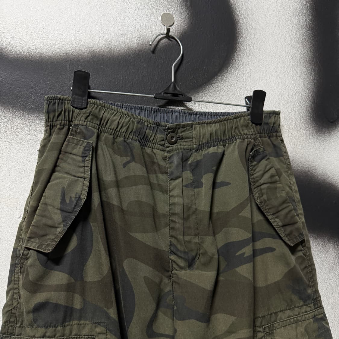 VTG 빈티지 우드랜드 카모 밀리터리 밴딩 와이드 카고 팬츠 상품이미지3