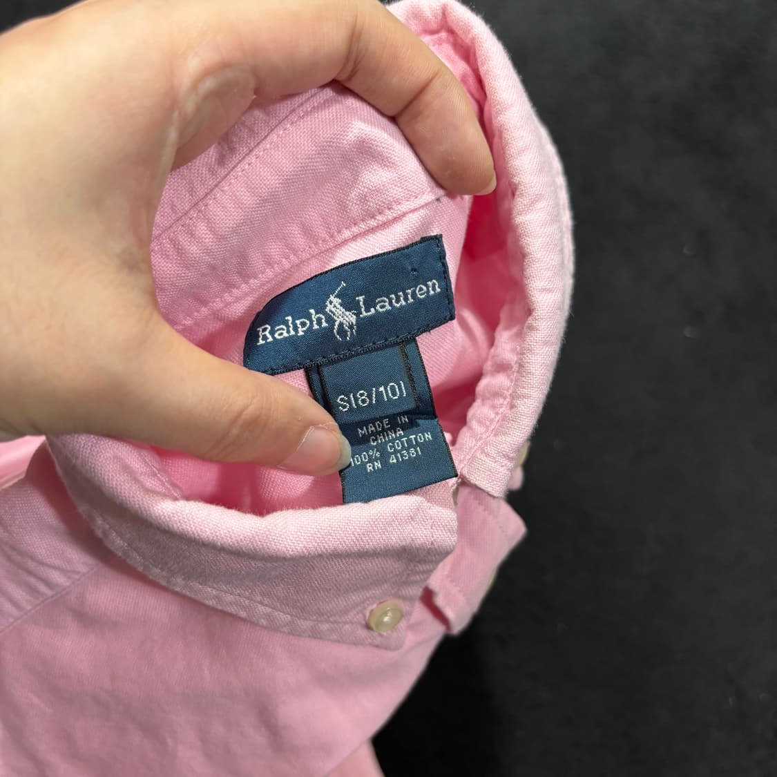 S 8-10 폴로 랄프로렌 분홍 빅포니 옥스퍼드 셔츠 상품이미지4