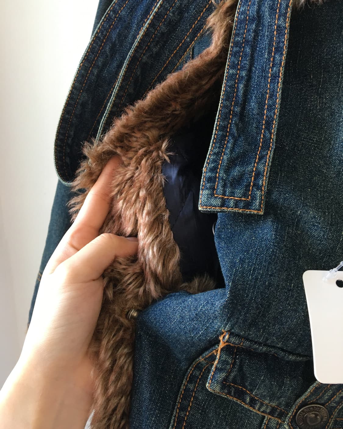 Belted fake fur trimming denim jacket 상품이미지5