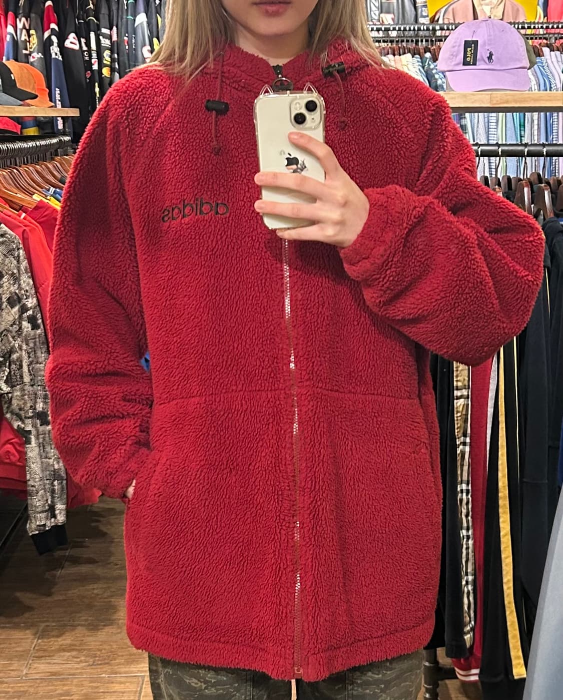 [HI] 아디다스 양털 후드집업 레드 상품이미지2