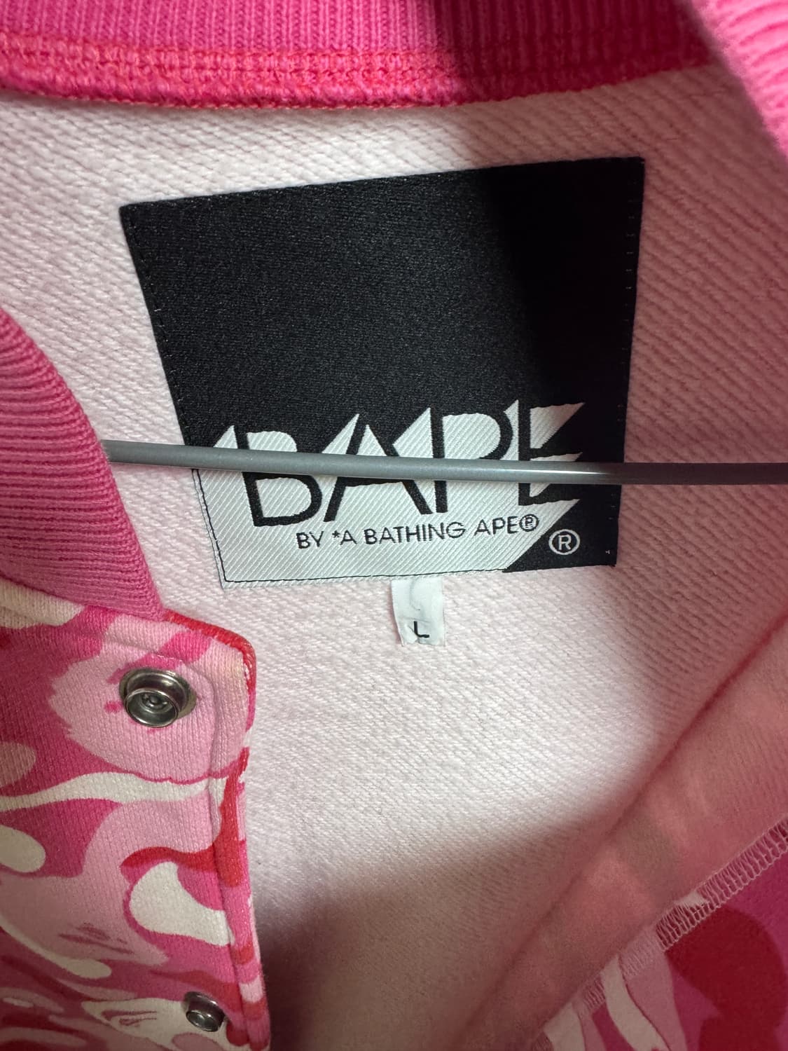 L) 베이프 2008 베이프 바시티자켓 핑크카모 상품이미지2