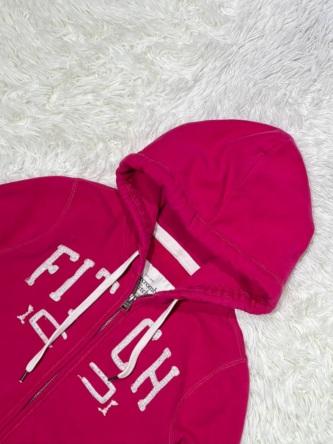 아베크롬비 핫핑크 빅로고 후드집업 상품이미지5