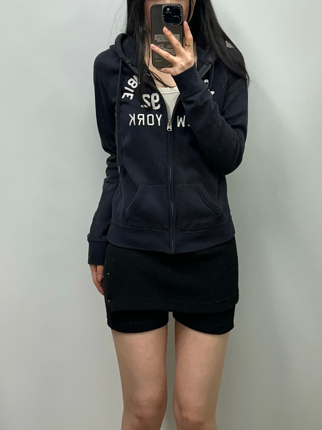 아베크롬비 y2k 와투케 네이비 딱붙 후드집업 상품이미지1