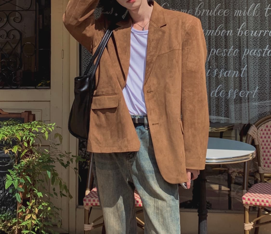 오버 스웨이드 블레이저 L size 상품이미지6